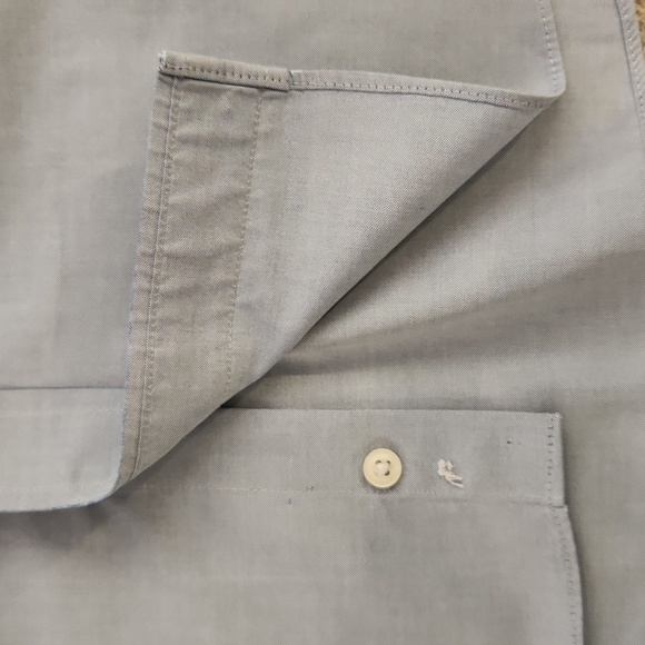 ENRO Blue 80s 2 Ply Non-Iron Pinpoint Button-Up Shirt - Picture 6 of 7